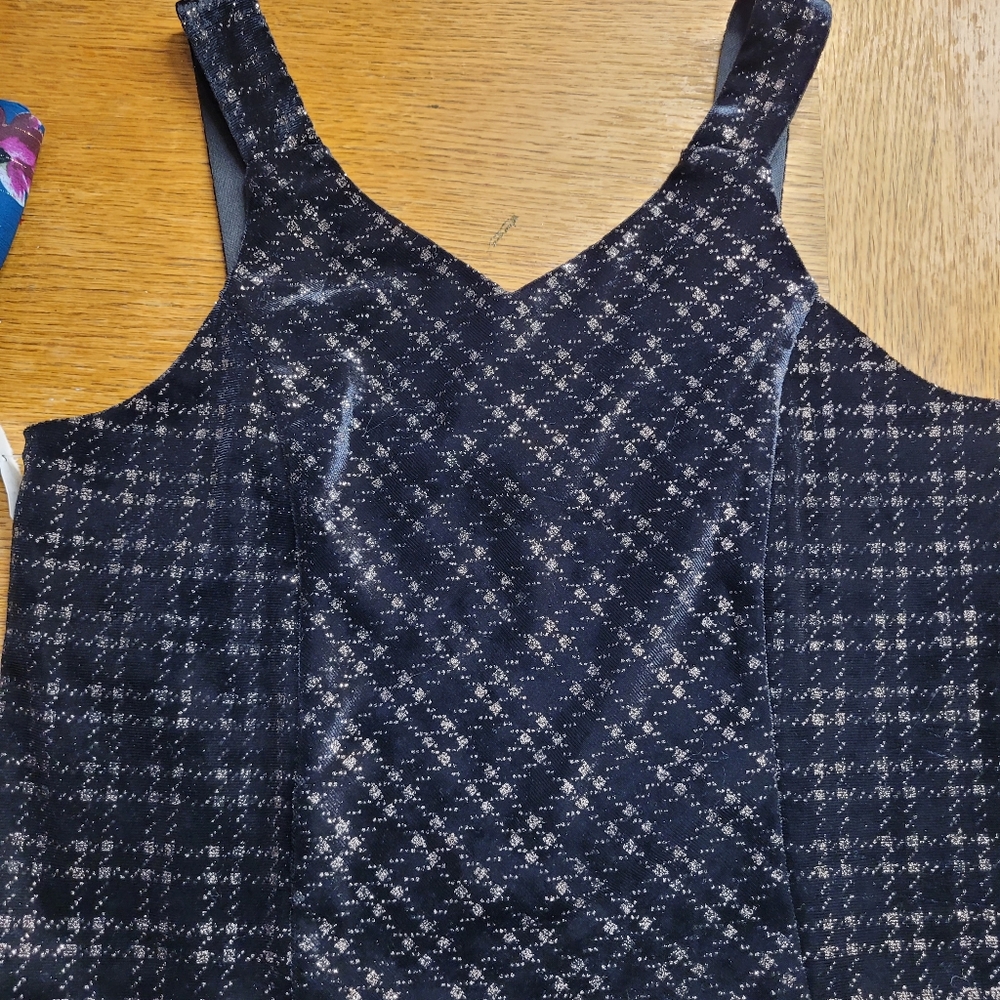 Zunie tank top velvet black metallic gold girls Size 10